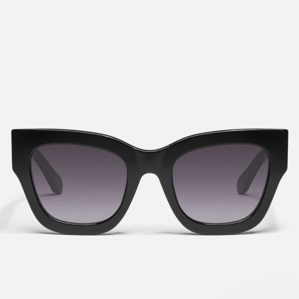 Quay By The Way Square Shaped Oversized Sunglasses Black Frame Smoke Lens - Picture 3 of 14